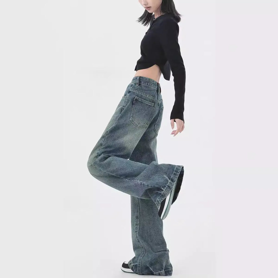Pantaloni a gamba larga design retrò jeans