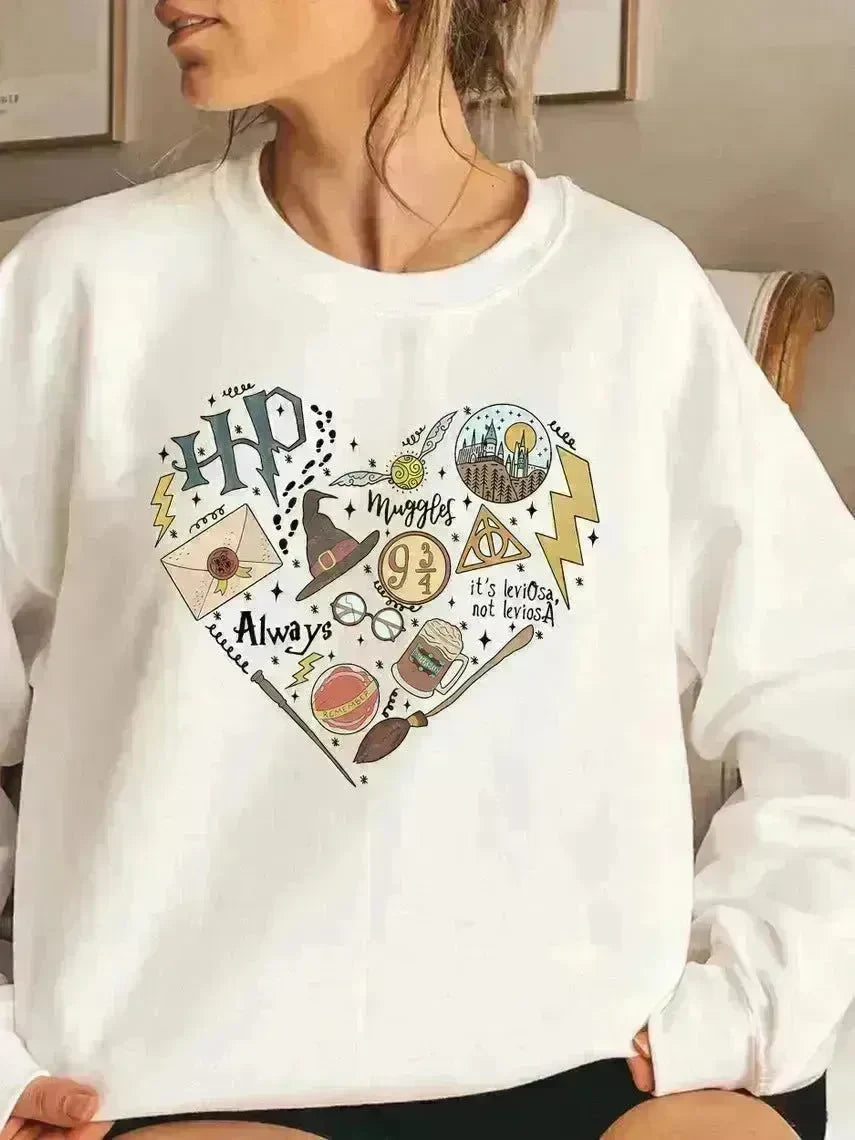 Digital Printing Sweater Hipster Round Neck Pullover Long Sleeve Sweater Women - EX-STOCK CANADA