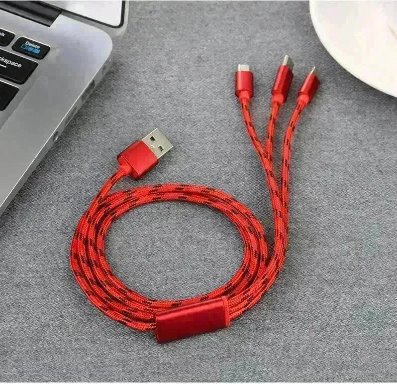 Three-in-one Mobile Phone Charging Cable - EX-STOCK CANADA