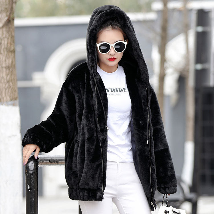 Flannel Hooded Coat Women's Mid-length Winter | EX-STOCK product gallery photo 9