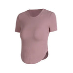 Rib Sports Short-sleeved Blouse With Chest Pad Workout Clothes Running T-shirt Beauty Back Tight - EX-STOCK CANADA