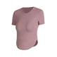 Rib Sports Short-sleeved Blouse With Chest Pad Workout Clothes Running T-shirt Beauty Back Tight - EX-STOCK CANADA