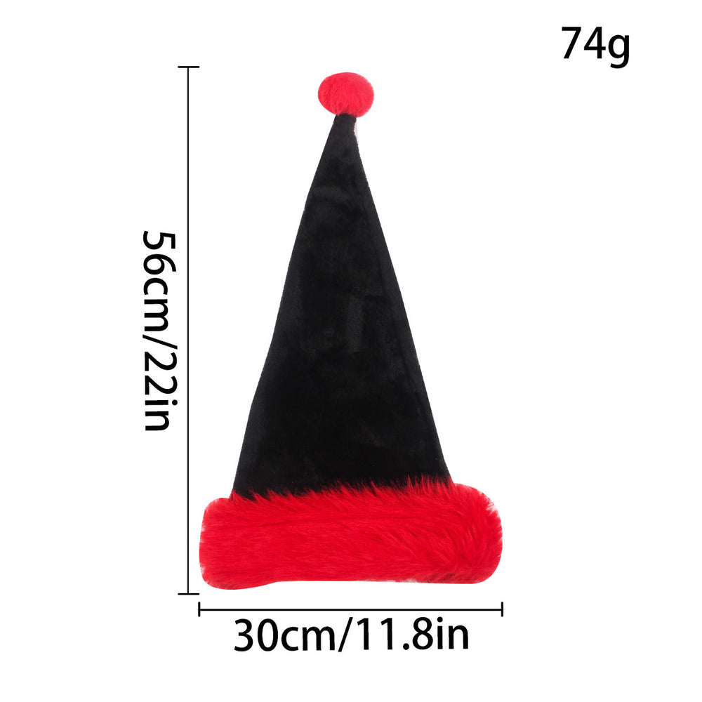 Black Christmas Hat Halloween Plush Hat Thickened Plus-sized Christmas Hat EX-STOCK Canada 