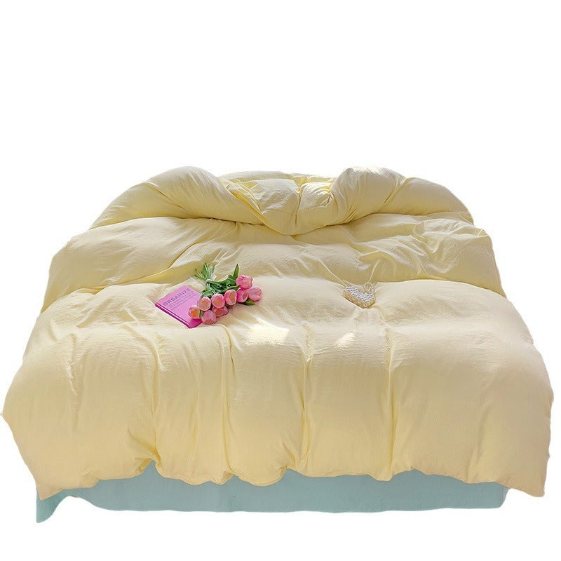 Class A Washed Cotton Four-piece Set Pure Color Duvet Cover Sheets EX-STOCK Canada 