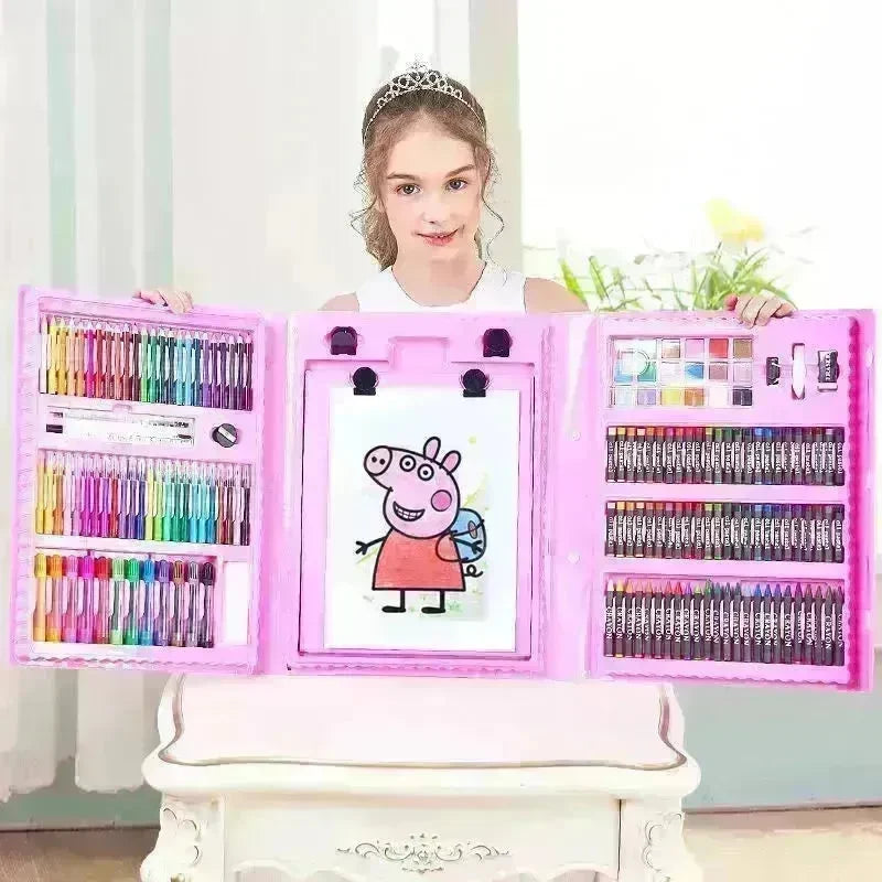 Double Panel Easel Version Watercolor Pen Set Brush Crayon Oil Pastel Children Painting Coloring Drawing Art set. - EX-STOCK CANADA