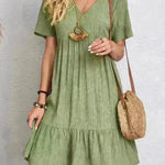 Summer Beach  V-neck Dresses Women's Loose Casual Short-sleeved Loose Skater Dress for Chic Ladies - EX-STOCK CANADA