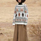 Corduroy Ethnic Style Fur Ball Stitching Brown High Waist Tassel Versatile Maxi Skirt - EX-STOCK Canada