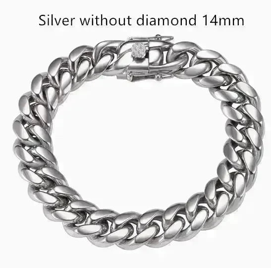 Men's Cuban Link Chain Titanium Steel Silver Bracelet - EX-STOCK CANADA