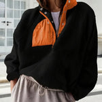 Women's Fashion Sweatshirt Fleece Stand Collar Zipper Pocket Top EX-STOCK Canada 