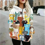 Printed Anime Cartoon Casual Fashion Zip up Hoodie Cardigan women - EX-STOCK CANADA