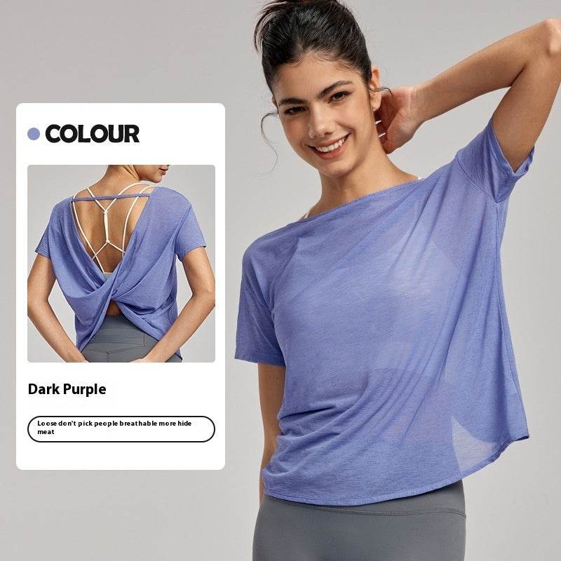 Draping Flab Hiding Yoga Clothes Blouse Sexy Beauty Back Mesh Workout Top - EX-STOCK Canada