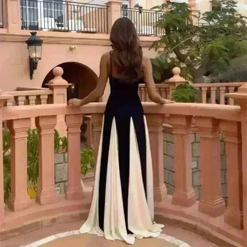 Luxury Women Sleeveless Color Contrast Sling Dress for Wedding Cocktail Evening Party events - EX-STOCK CANADA