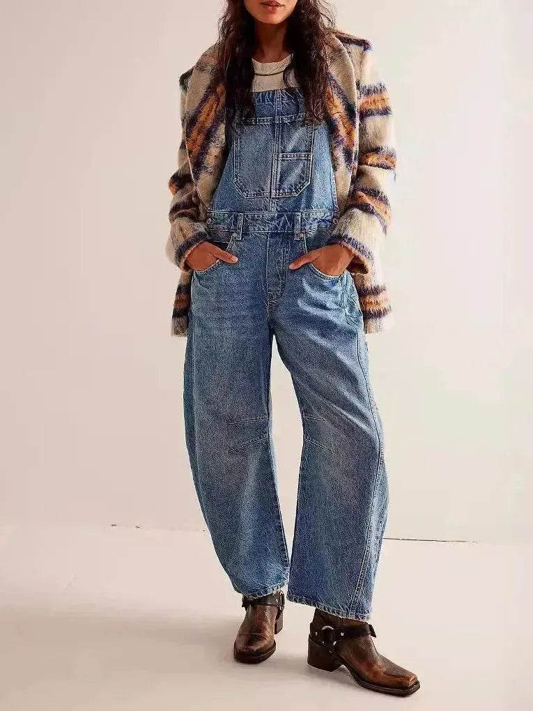 Casual Loose Denim Overalls Street Jeans Jumper Pant Denim Jumper for Women - EX-STOCK Canada