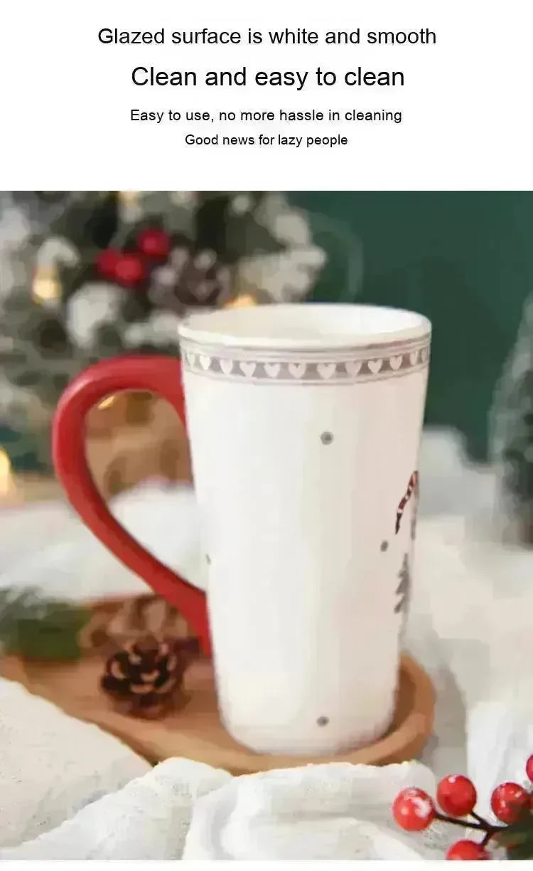 Christmas Large Capacity Nordic Christmas Tall Hat Ceramic Relief Mug Cup - EX-STOCK CANADA