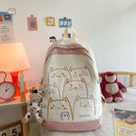 Korean Kawaii Cat School Backpack – Embroidered Nylon Bag, 5 Colours