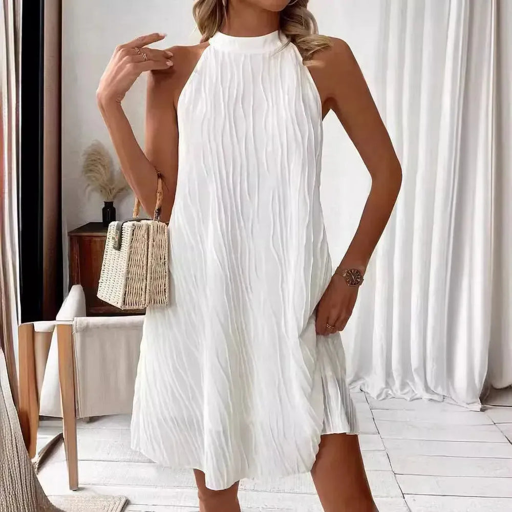 Fashion Dresses For Women Pure Color Halter Backless Dress - EX-STOCK CANADA