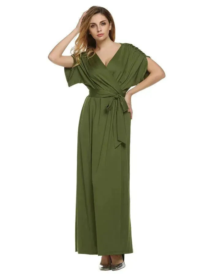 4XL Big Size Dress Elegant Women Long wrap Dresses Summer Dresses - EX-STOCK CANADA
