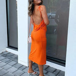 Cryptographic Elegant Spaghetti Strap Sexy Backless Draped Maxi Dress for Women Sleeveless Night Club Party Long Dresses Summer - EX-STOCK CANADA