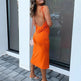 Cryptographic Elegant Spaghetti Strap Sexy Backless Draped Maxi Dress for Women Sleeveless Night Club Party Long Dresses Summer - EX-STOCK CANADA