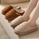 Fashion Solid Plush Slipper Winter Warm Indoor Floor Bedroom Home Slippers For Couple Thick-soled House Shoes Women Men - EX-STOCK Canada