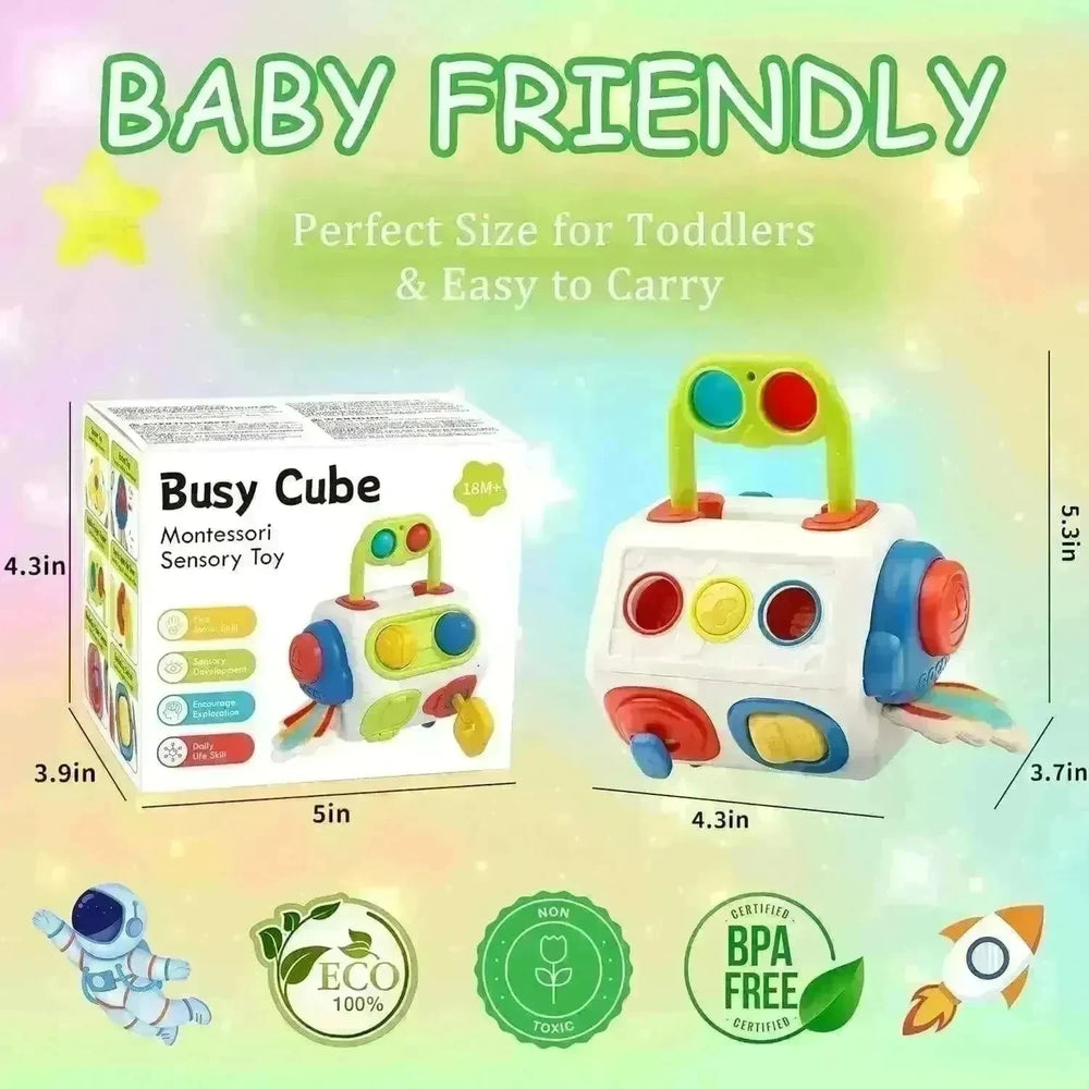 9 In 1 Busy Cube Baby & Toddler Montessori Sensory Toy - EX-STOCK CANADA