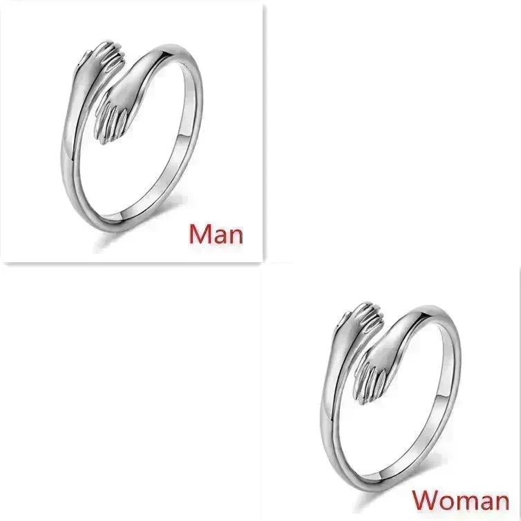 Alloy Simple Hands Hug Ring Opening Adjustable Jewelry - EX-STOCK CANADA