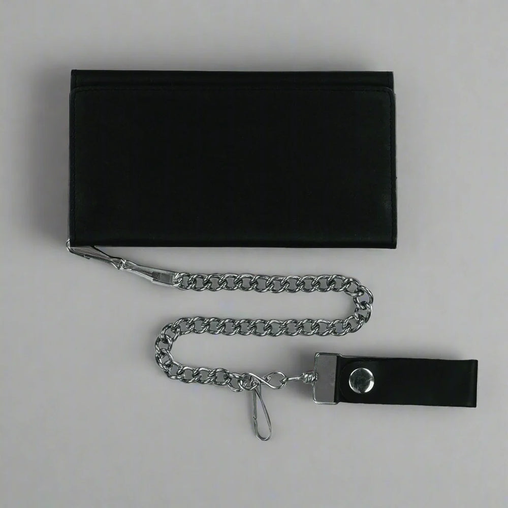Cartera trifold de cuero con cadena para hombre Open RoadEX-STOCK Canada 