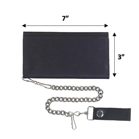 Cartera trifold de cuero con cadena para hombre Open RoadEX-STOCK Canada 