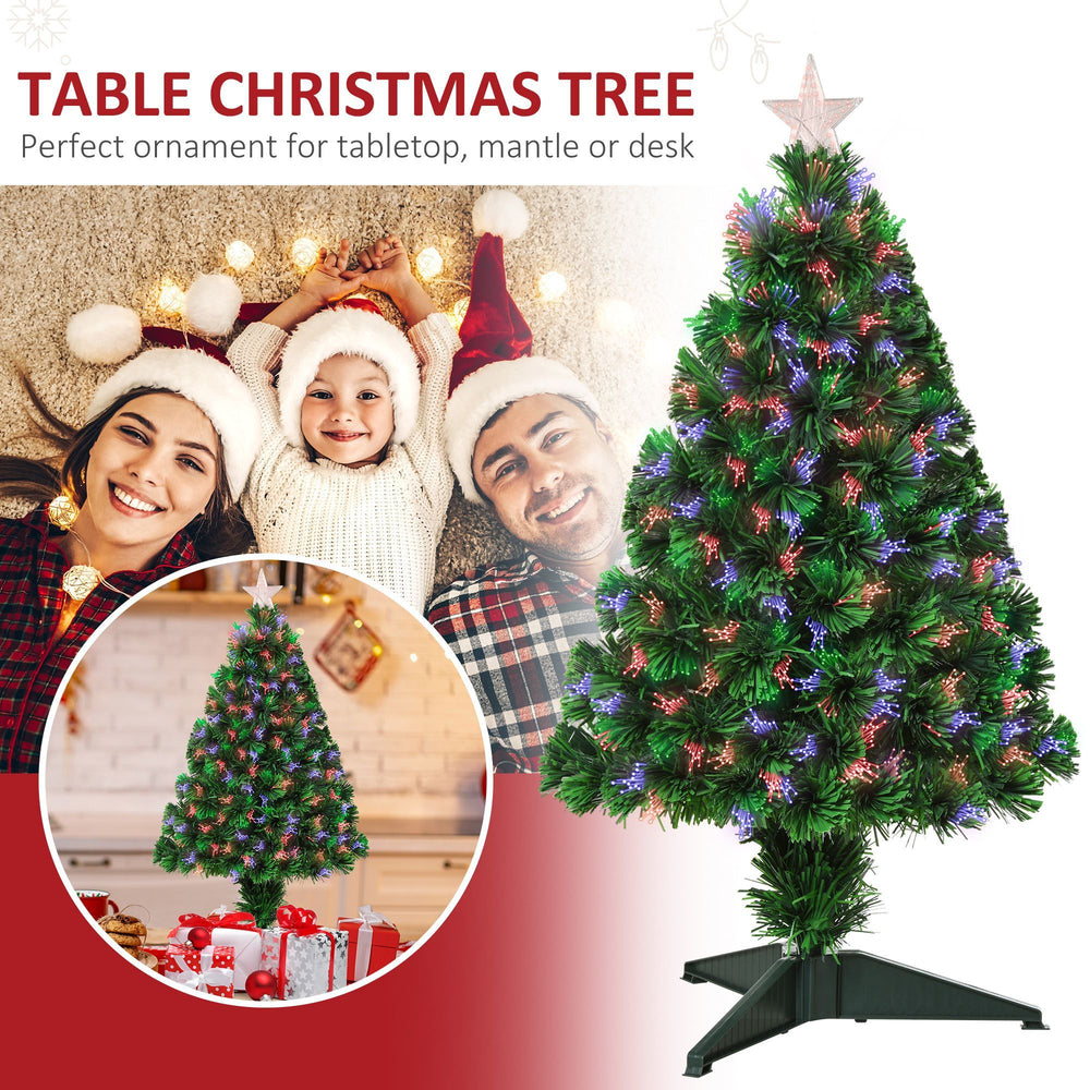 2.5FT Prelit Artificial Tabletop Christmas Tree With Fibre Optics Holiday Home Xmas Decoration For Table And Desk Geen EX-STOCK Canada 