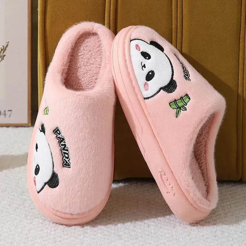 Cute Cartoon Panda Slippers Home Winter Warm Thick-soled Floor Bedroom Slipper Couples House Shoes - EX-STOCK Canada