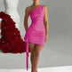 One-shoulder Sleeveless Mini Dress Charming Slim Backless Party Wedding Satin Dresses Womens Clothing - EX-STOCK CANADA