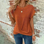 Casual Summer Short-sleeved Waffle blouse Top Summer New Solid Color Casual Evening Top For Women - EX-STOCK CANADA