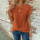 Casual Summer Short-sleeved Waffle blouse Top Summer New Solid Color Casual Evening Top For Women - EX-STOCK CANADA