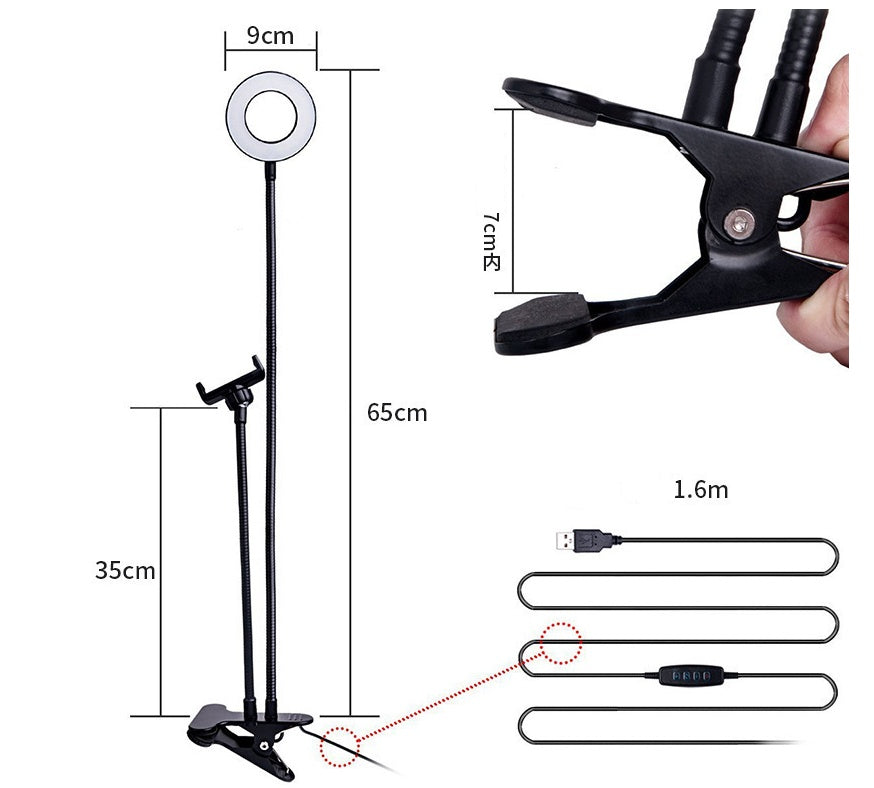 Live Streaming Light - LED Selfie Ring Light for Live Adjustable Makeup Light-8cm Stand EX-STOCK