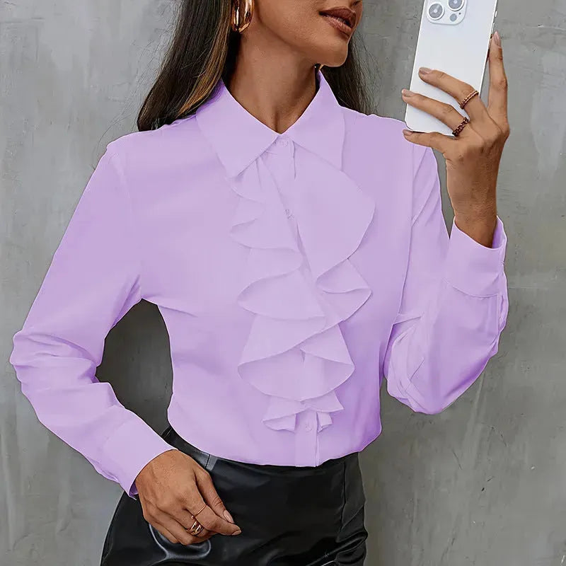 New Long Sleeve Business Work Office  Chiffon Blouse Shirt Women - EX-STOCK CANADA