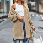 Solid color Loose Cashmere Long Cardigan sweater Jacket for women - EX-STOCK Canada