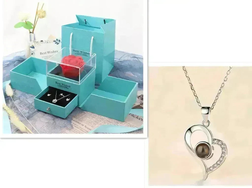 Hot Valentine's Day Gifts Metal Rose Jewelry Gift Box Necklace For Wedding Girlfriend Necklace Gifts - EX-STOCK CANADA