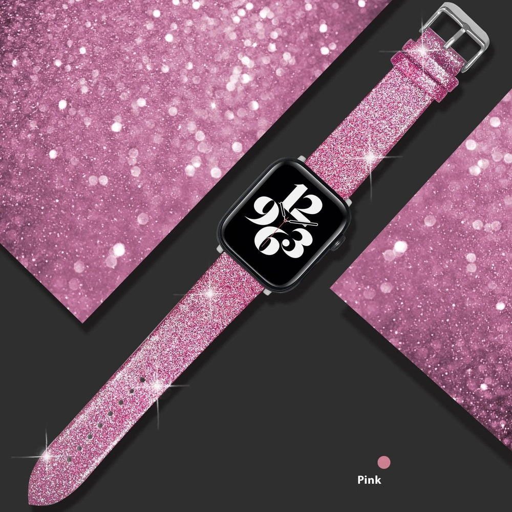 Leather Single Ring Glitter Buckle Couple Watch Strap Suitable for Apple Watch - EX-STOCK Canada