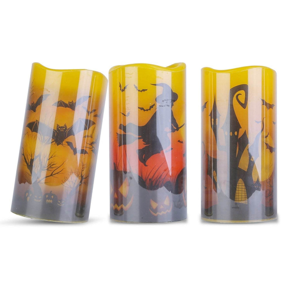 3 Pack Halloween Flameless Candle Lamp With Timer Setting Battery Operated Warm Orange Light Candles For Halloween Party Decoration - EX-STOCK Canada