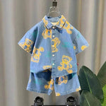 Denim Short Sleeve Shirt Outfit Trendy Handsome Clothes Boys Denim two piece for boys - EX-STOCK Canada