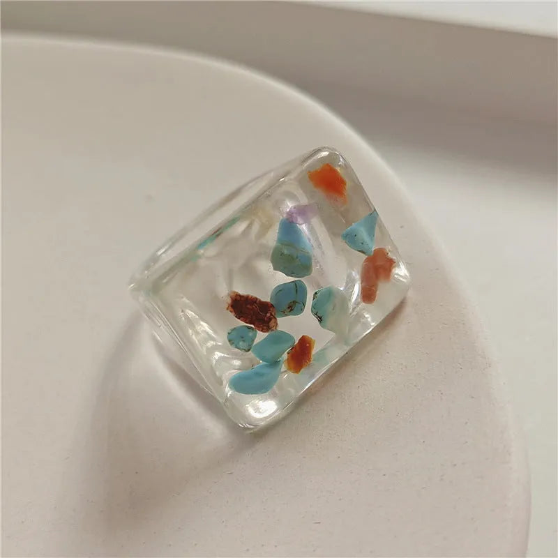 New Transparent Resin Ring Fruit Square Ring Acrylic Ring - EX-STOCK CANADA