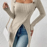 Fall and Winter Square Neck Cashmere Long Sleeve Tunic top - EX-STOCK Canada