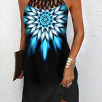 Fashion Print Dress Casual Halterneck Dresses For Women Summer Clothes - EX-STOCK Canada