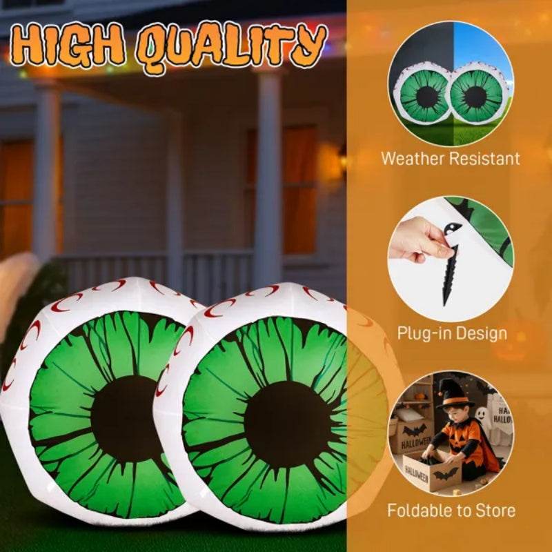 2 Packs Halloween Inflatables Large Set Of Lighted Eyes Decoration, 3FT Blow Ups Green Eyes For Yard, Inflatable Halloween Decor Outdoor With LEDs Party Supplies Blow Up Decoration For Indoor Outdoor - EX-STOCK Canada