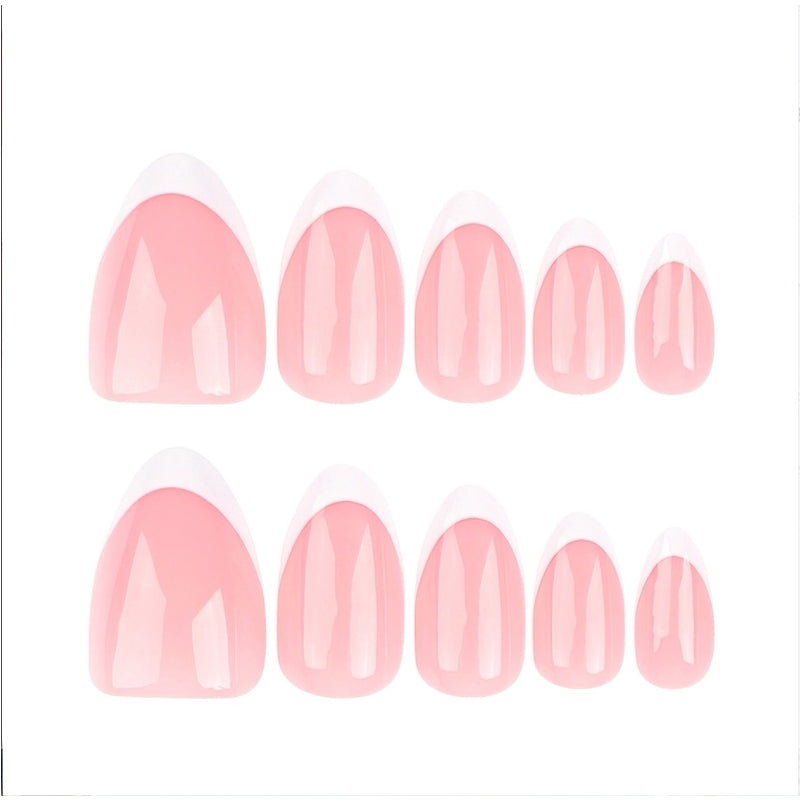 24 PCS Minimalist Nail Art With Short Circles Press On Nails Short Almond Fake Nails Oval French Tip False Nails EX-STOCK Canada 