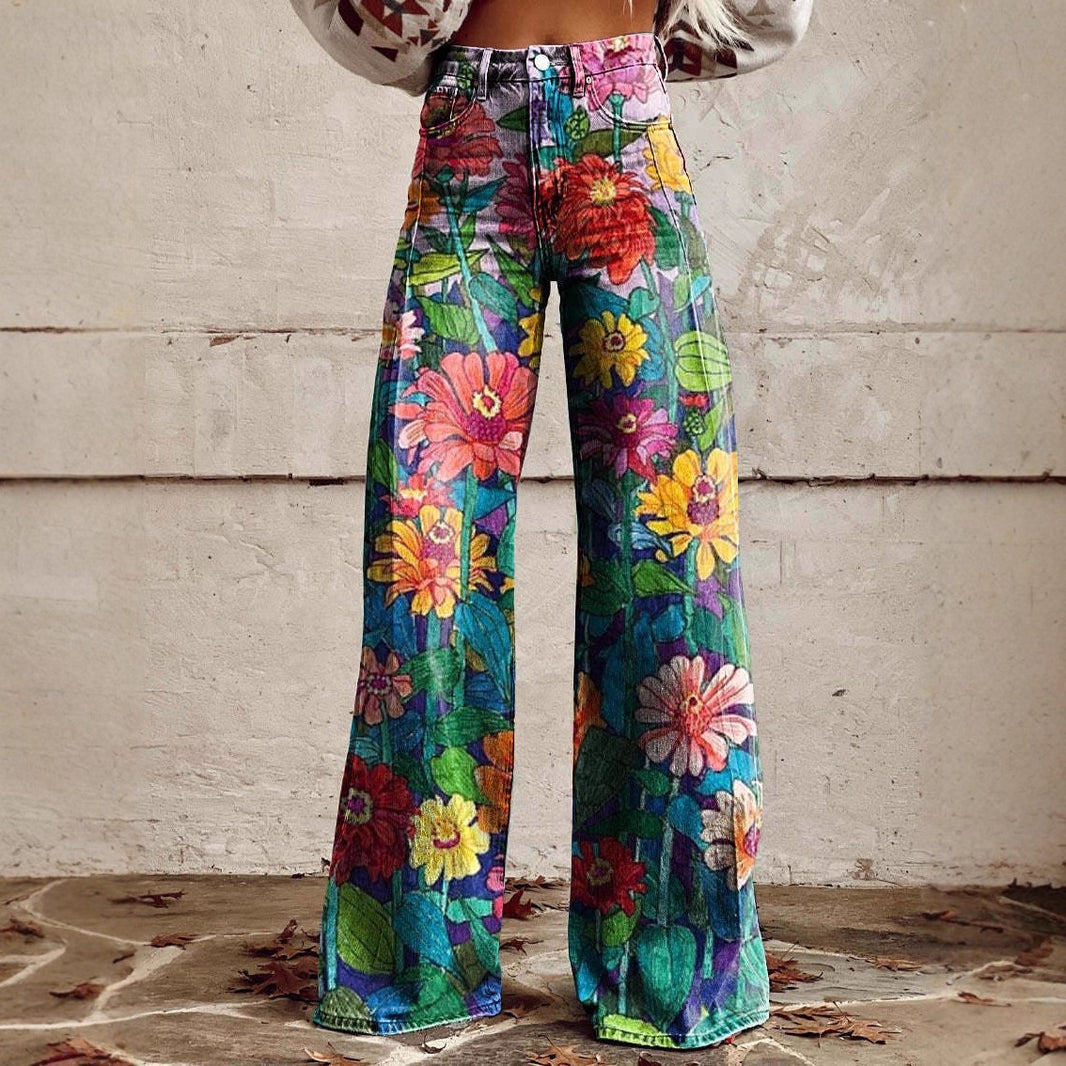 Plus-size Womens Casual Pants Lightweight Denim-look 