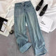 Starry Diamond In The Debris Rhinestone Straight Baggy Jeans Pant For Women - EX-STOCK Canada