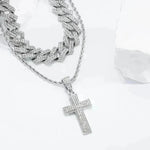 Full Diamond Cross Pendant Cuban Link Chain - EX-STOCK CANADA