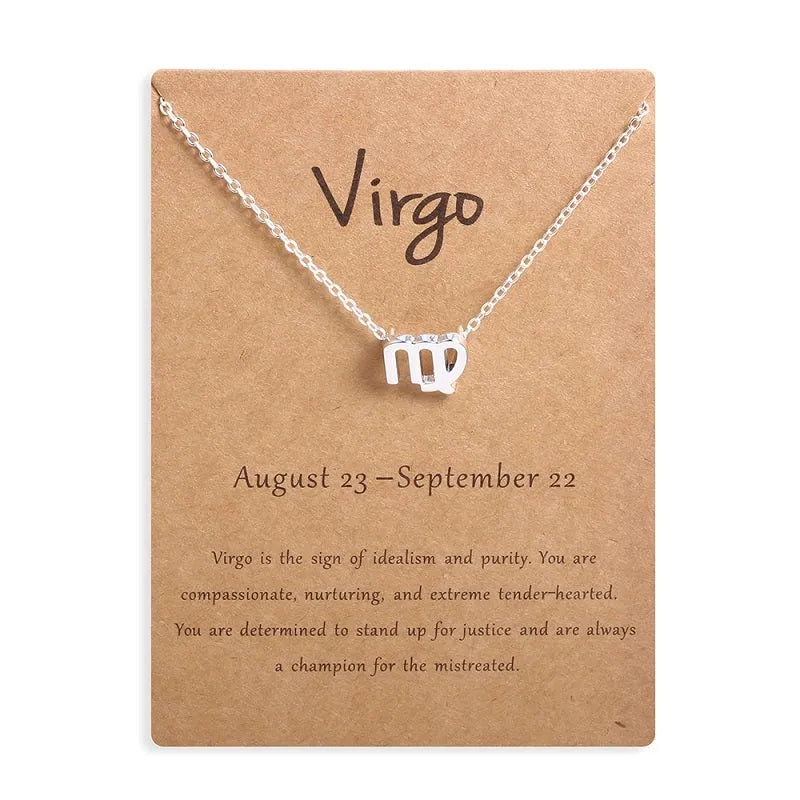 12 Zodiac Sign Necklaces With Gift Card Constellations Pendant Necklace Jewelry - EX-STOCK CANADA