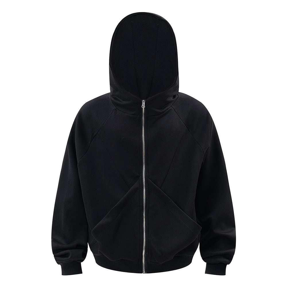 Men's Split Splicing Zip-Up Cardigan Hoodie – Street Fashion Sweatshirt